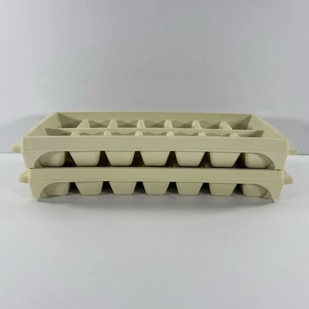 GE Ice Cube Trays BEIGE Set of 2 Stacking Vintage General Electric ~ READ